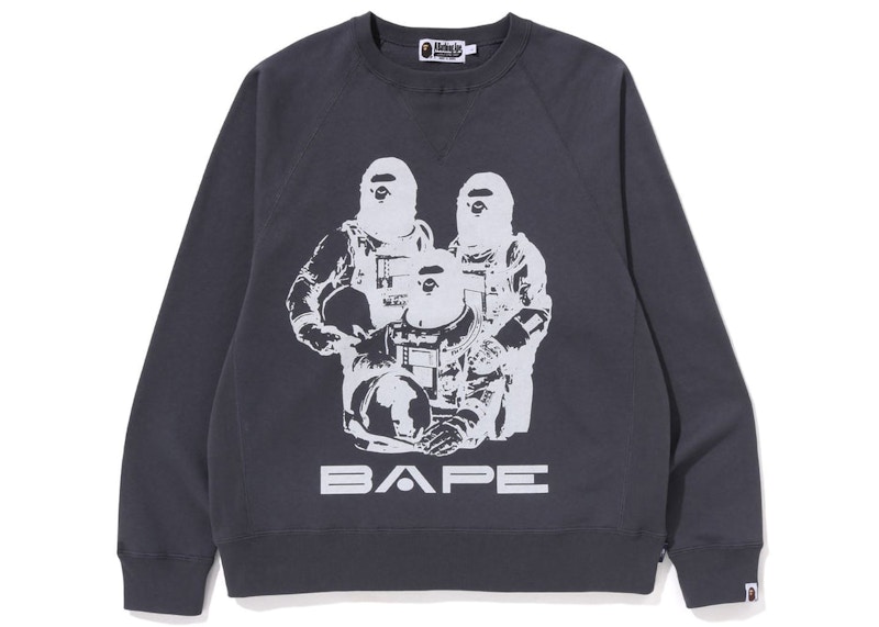 BAPE Relaxed Fit Space System Crewneck Charcoal Men's - SS23 - GB