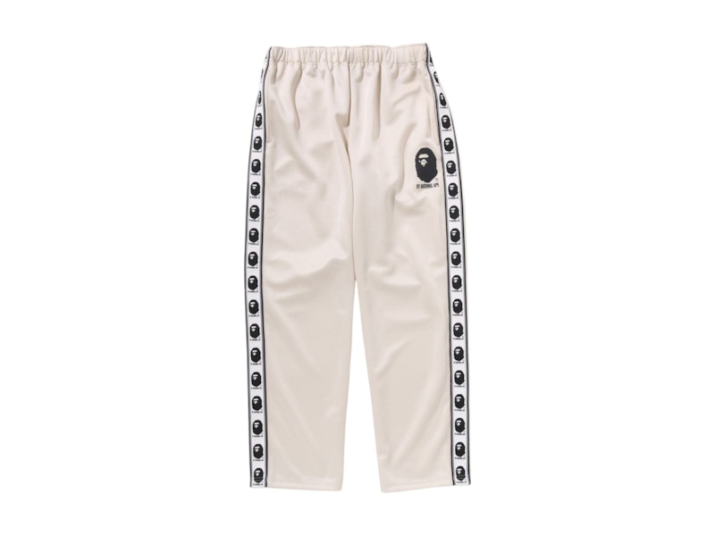 BAPE MEN'S BAPE RELAXED FIT TRACK PANTS IN IVORY
