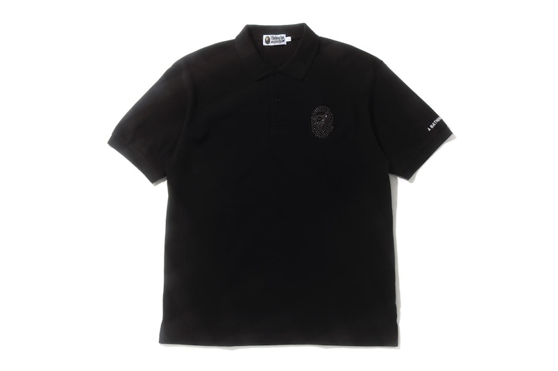 BAPE Relaxed Multi Color Crystal Stone Polo Black