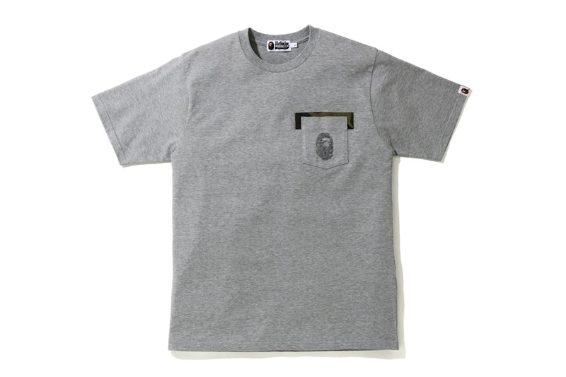 Pre-owned Bape Men's  Reverse Ape Head Pocket Tee Shirt In Grey