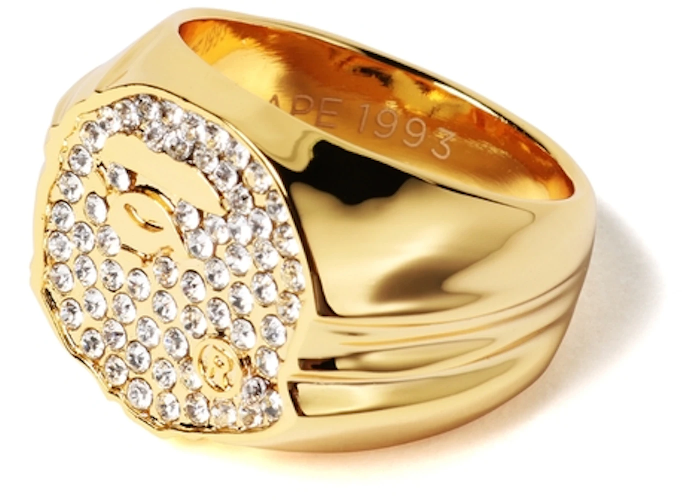 BAPE Rhinestone Ape Head Ring Gold SS19 US - Main Image