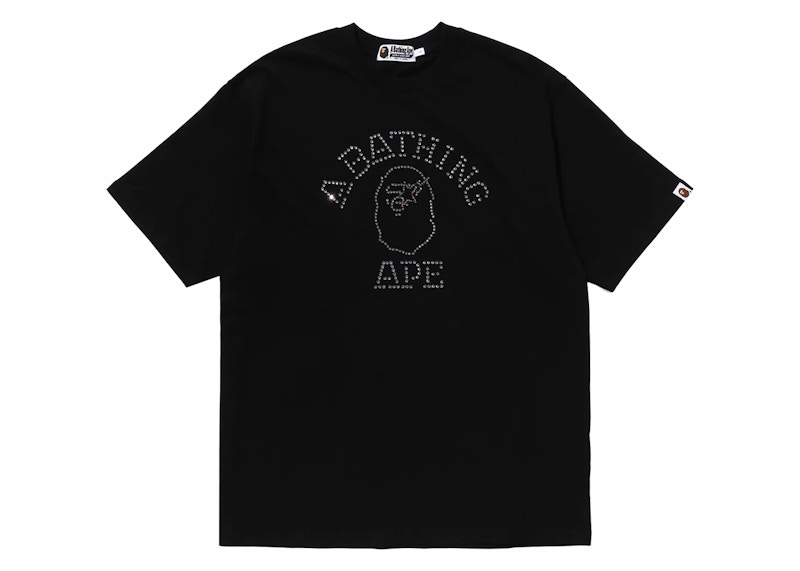 BAPE Rhinestone College Relaxed Fit Tee Black Men's - SS24 - US