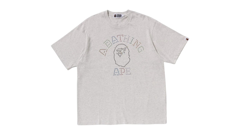 BAPE Rhinestone College Relaxed Fit Tee Gray