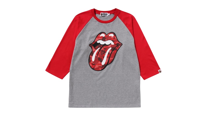 BAPE Rolling Stones 3/4 Sleeve Tee Red Men's - SS25 - GB