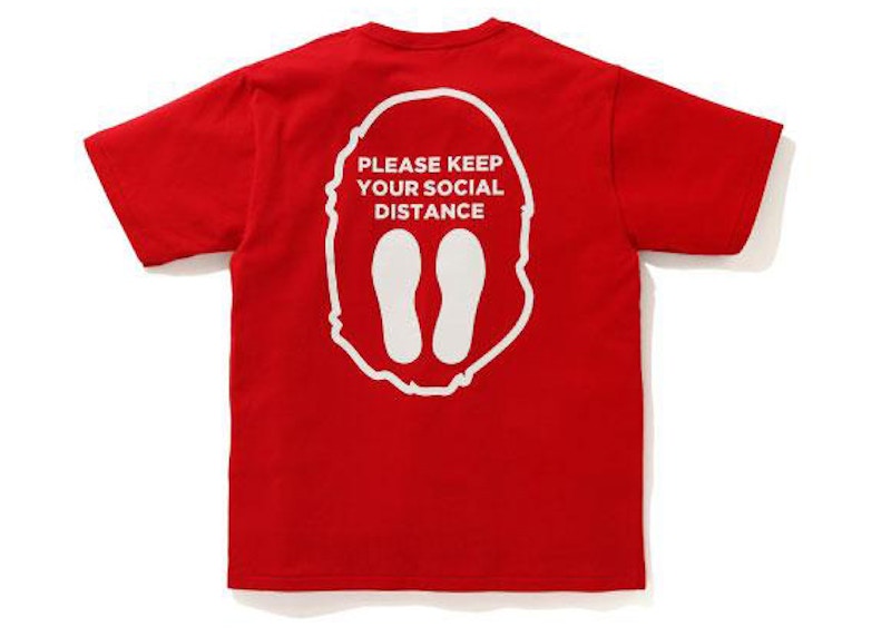 BAPE SOCIAL DISTANCE Ape Head Tee Red Men's FW20 US
