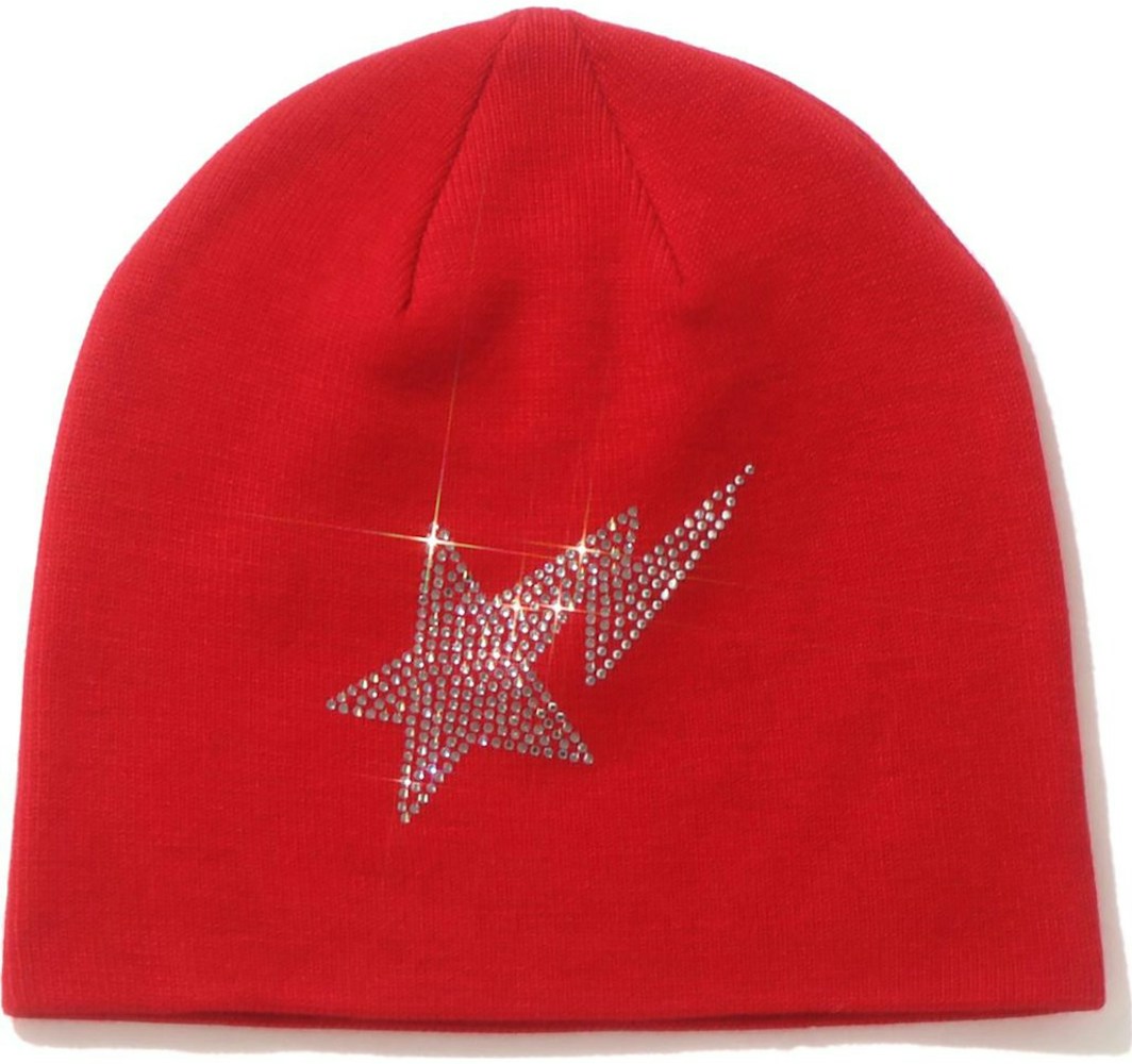 BAPE STA Crystal Stone Knit Cap Red - SS21