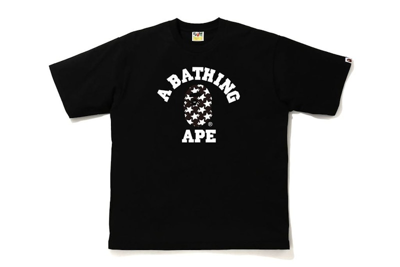 BAPE STA Pattern College Relaxed Fit Tee Black/Black Men's - US