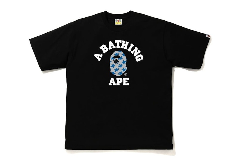 BAPE STA Pattern College Relaxed Fit Tee Black/Blue