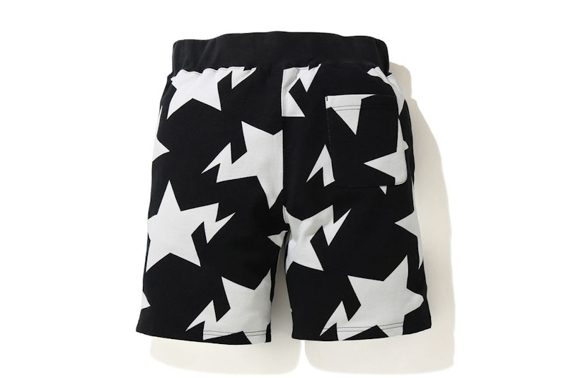 BAPE STA Pattern Sweat Shorts Black/White Men's - US