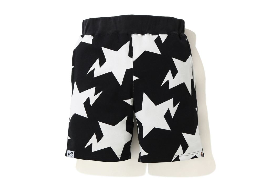 BAPE STA Pattern Sweat Shorts Black/White Men's - US