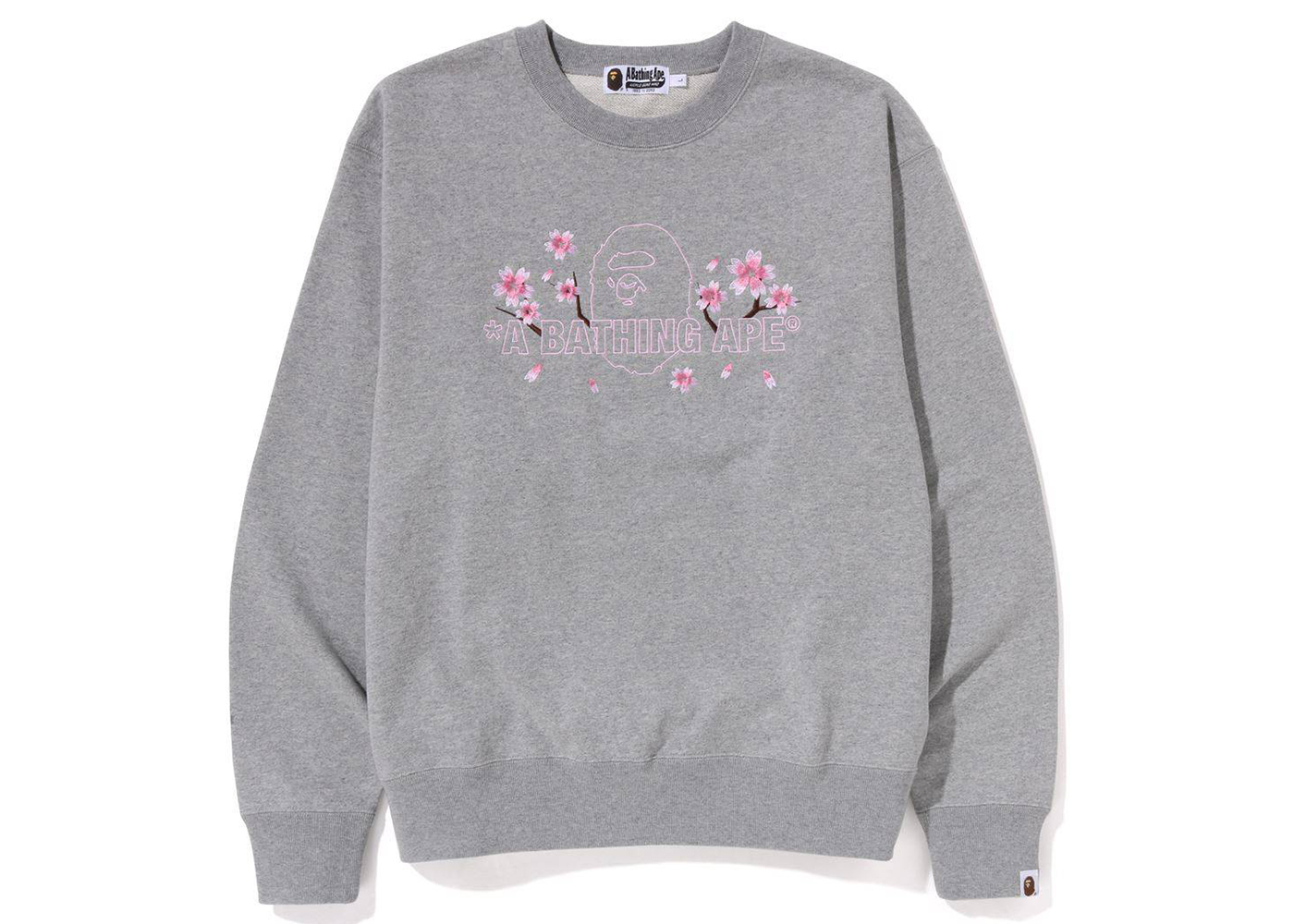 BAPE Sakura A Bathing Ape Relaxed Fit Crewneck (SS23) Grey 