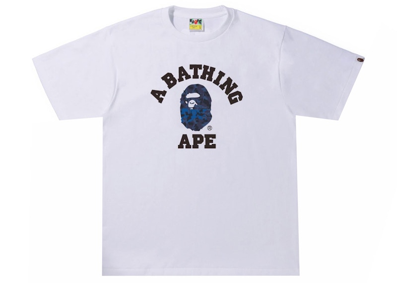 BAPE Sand Camo College Tee White/Navy Men's - SS22 - US