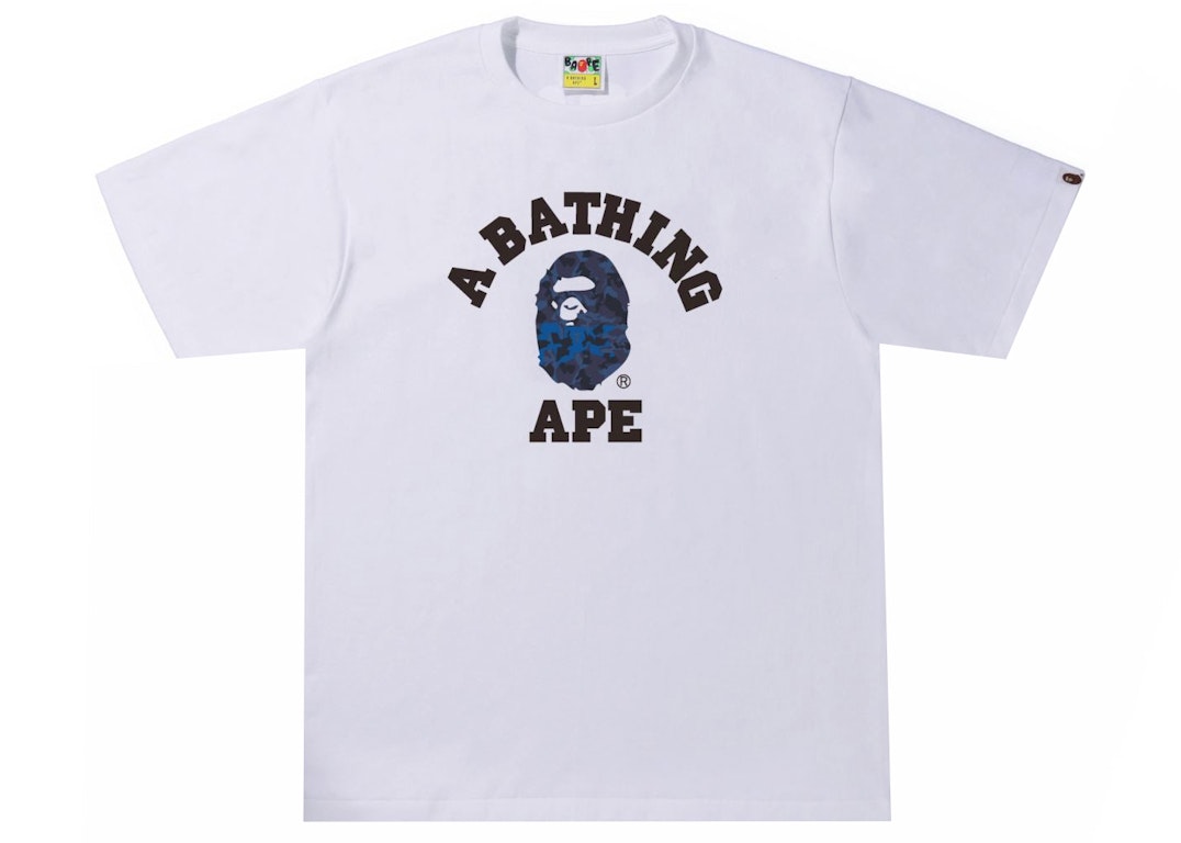 Pre-owned Bape Sand Camo College Tee White/navy