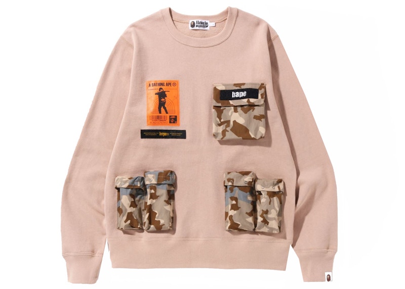 Pre-owned Bape Men's  Sand Camo Pocket Crewneck Sweatshirt In Beige