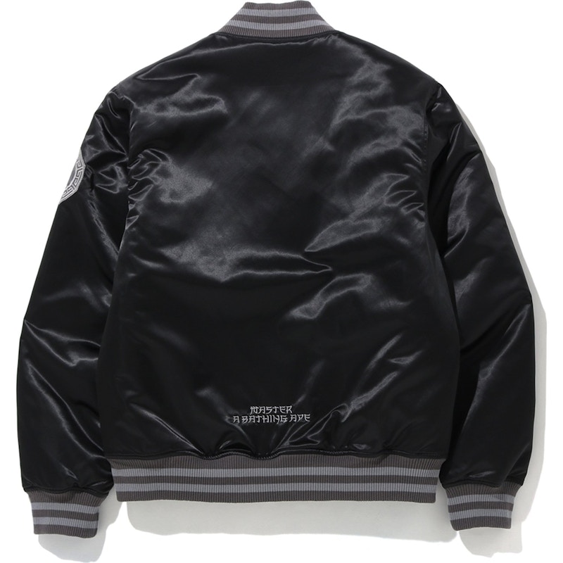 BAPE Satin Varsity Jacket Black Men's - FW19 - US