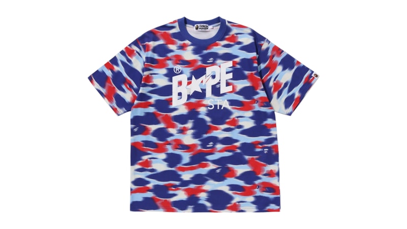 BAPE Screen Camo Sta Logo Relaxed Fit Tee Blue