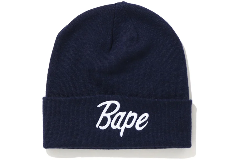 BAPE Script Knit Beanie Navy