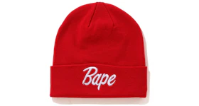 BAPE Script Knit Beanie Red
