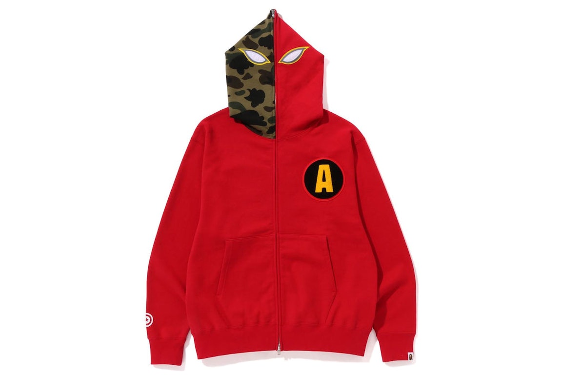 Pre-owned Bape Shadow Relaxed Fit Full Zip Hoodie Red
