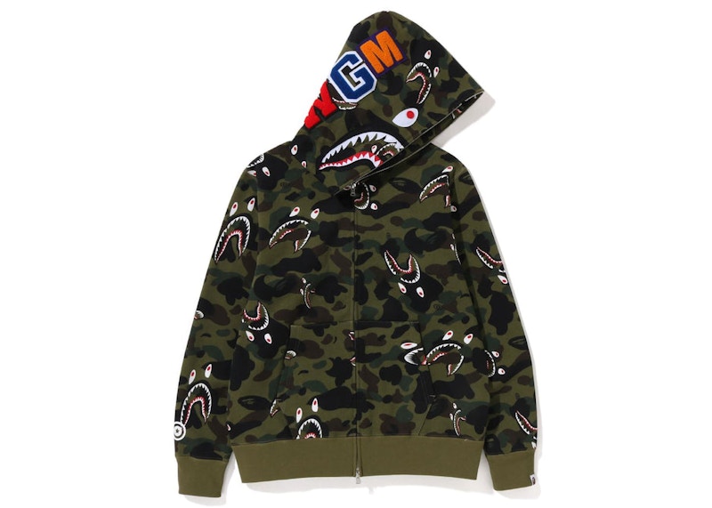 BAPE Shark 1St Camo Shark Full Zip Hoodie (SS23) Green Men's SS23 US