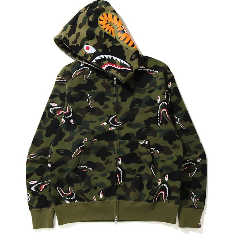 BAPE Shark 1st Camo Shark Relaxed Full Zip Hoodie Green Men's