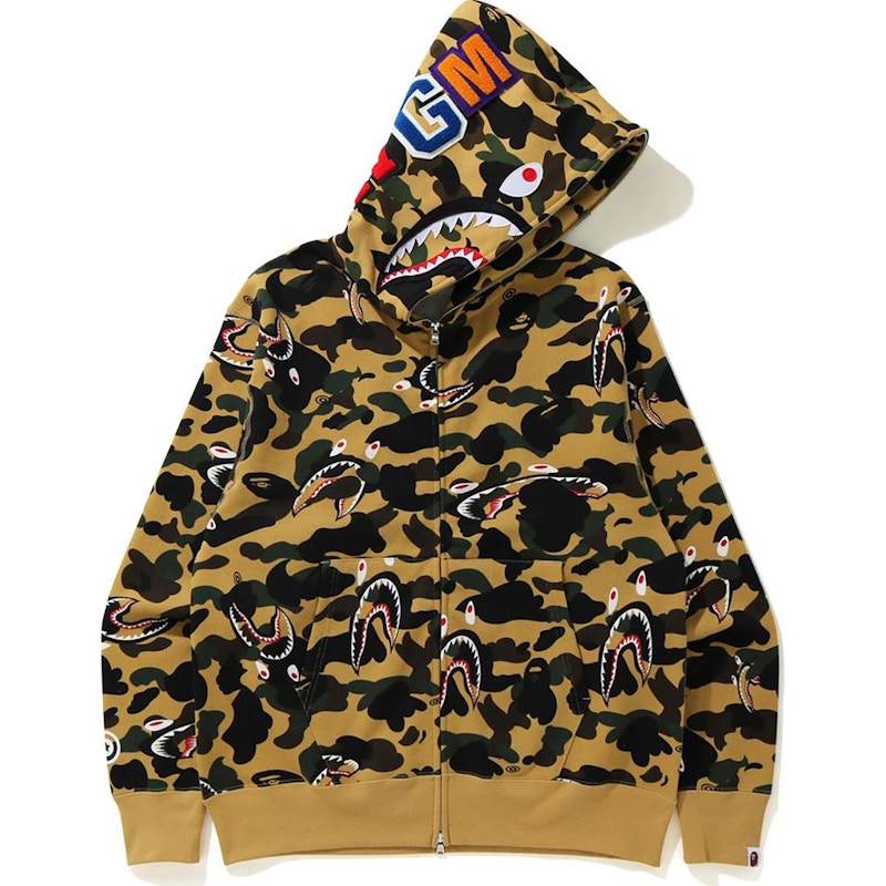 BAPE Shark 1st Camo Shark Relaxed Full Zip Hoodie Yellow Men's - SS21 - US