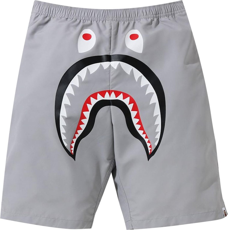 Pre-owned Bape Shark Beach Shorts Grey