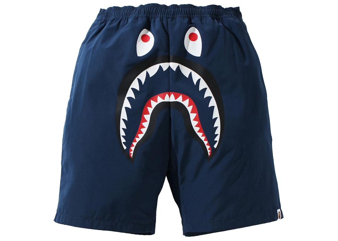 Pre-owned Bape Shark Beach Shorts (ss21) Navy