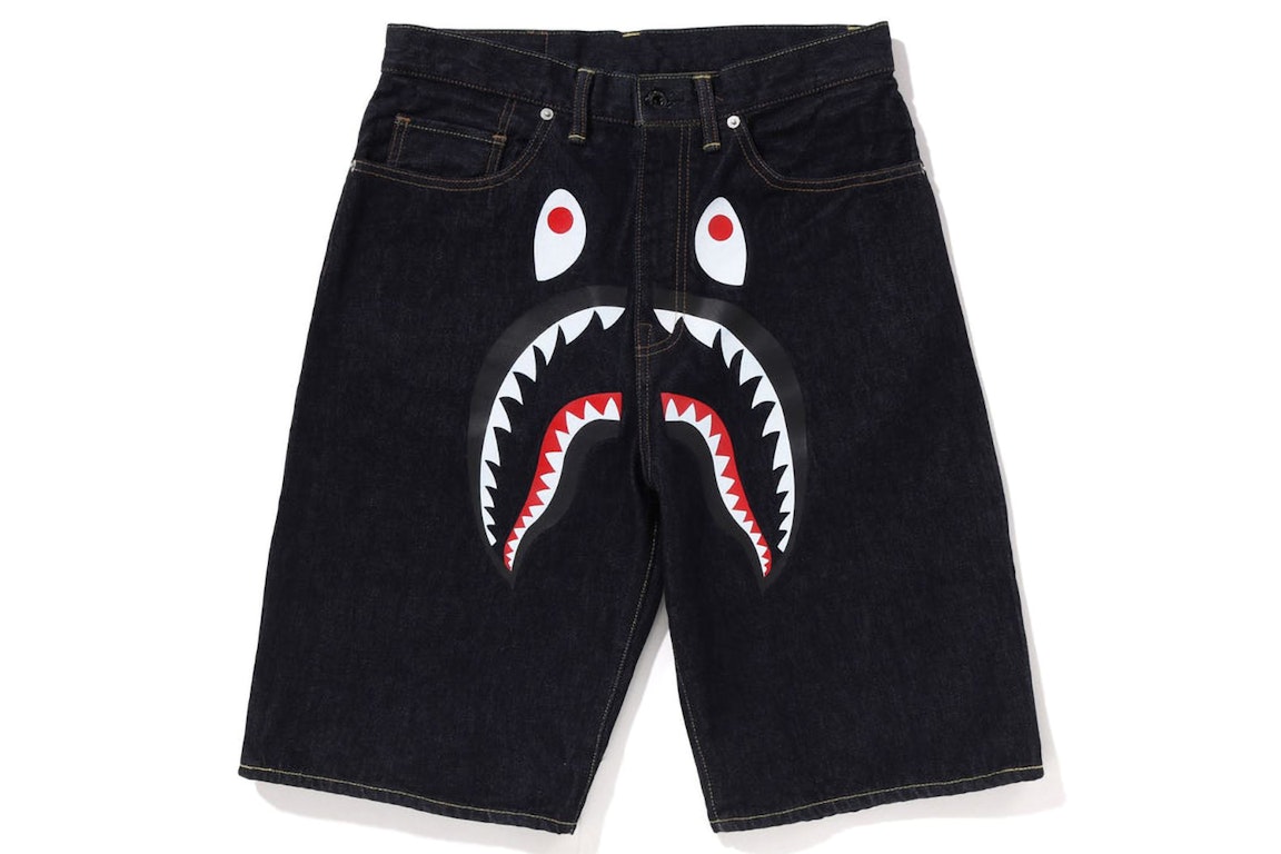 Pre-owned Bape Shark Denim Shorts (ss23) Indigo