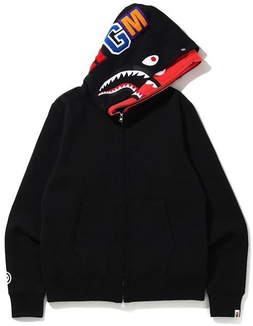 BAPE Shark Full Zip Double Hoodie Black/Red Men's - SS20 - US