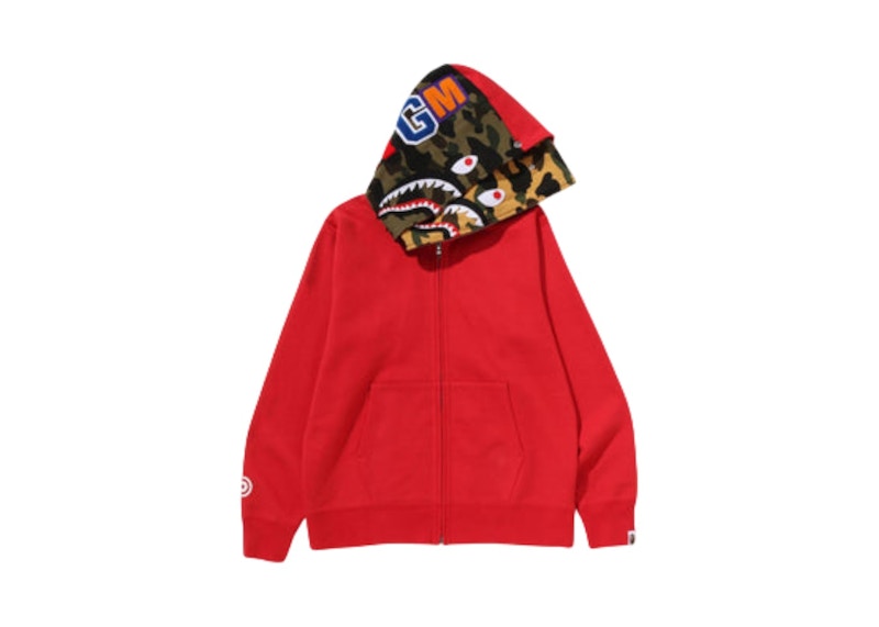 BAPE Shark Full Zip Double Hoodie Red Men's - FW25 - US BAPE Shark Full Zip Double Hoodie Red Men's - FW25 - US