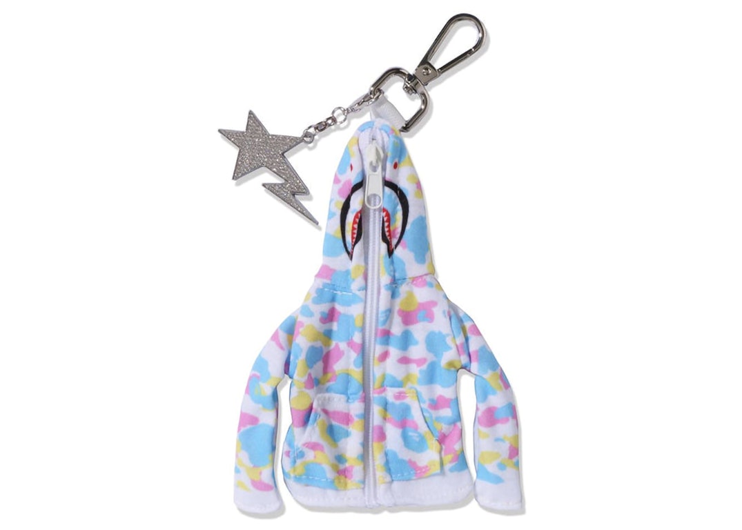 Pre-owned Bape Shark Full Zip Hoodie Keychain White