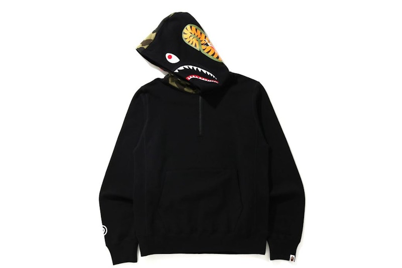 BAPE Shark Half Zip Pullover Hoodie Black Men s FW20 US