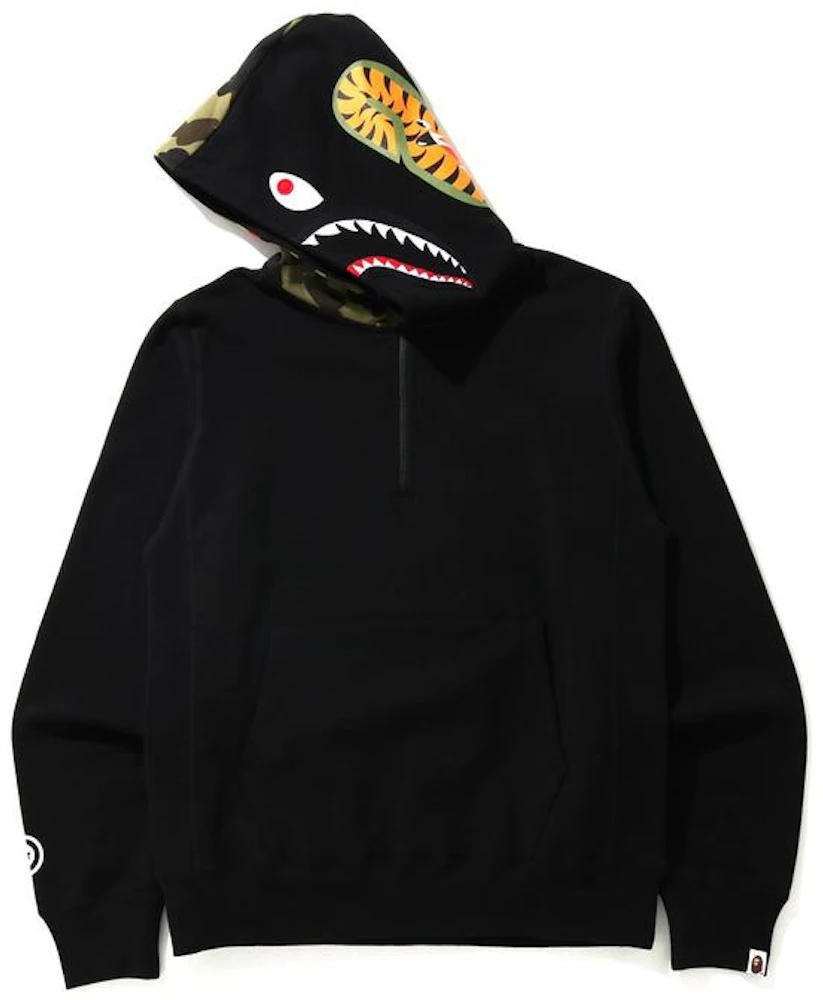 BAPE Shark Half Zip Pullover Hoodie Black Men's - FW20 - US