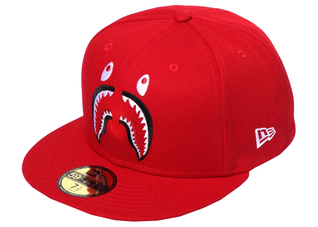 Pre-owned Bape Shark New Era 59fifty Cap Red