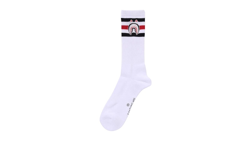 Pre-owned Bape Men's Shark Socks Socks In White