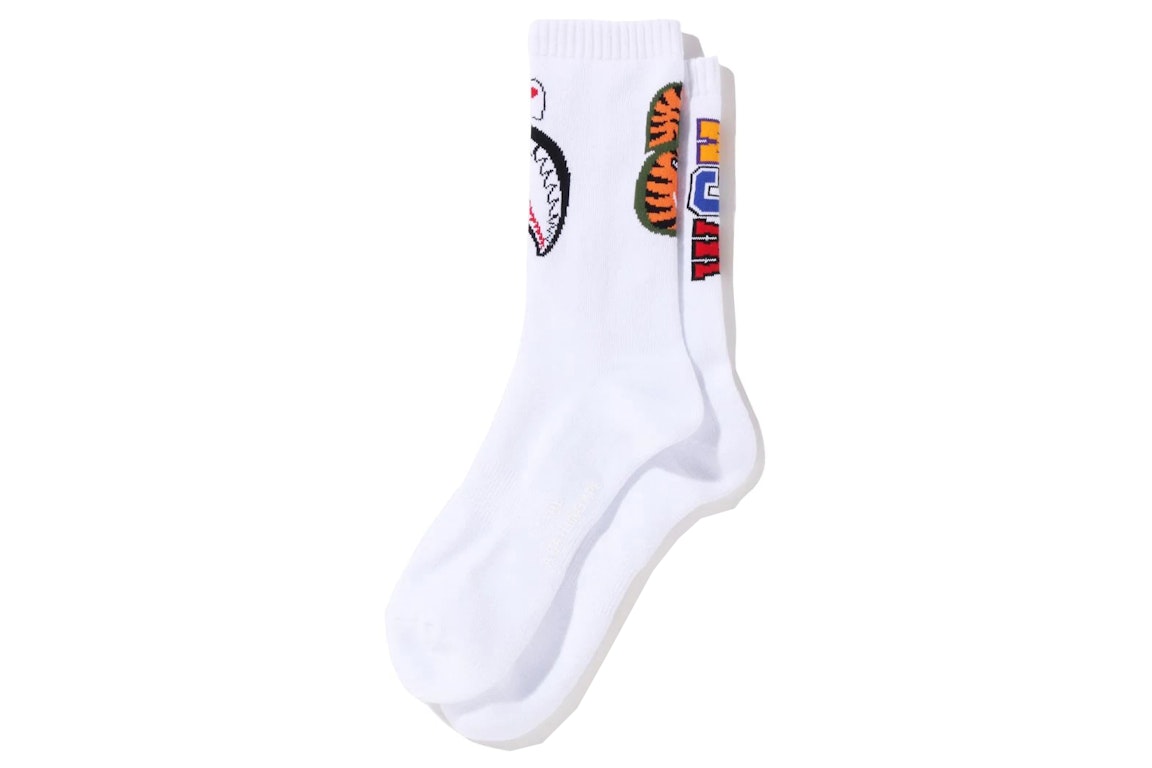 Pre-owned Bape Shark Socks White