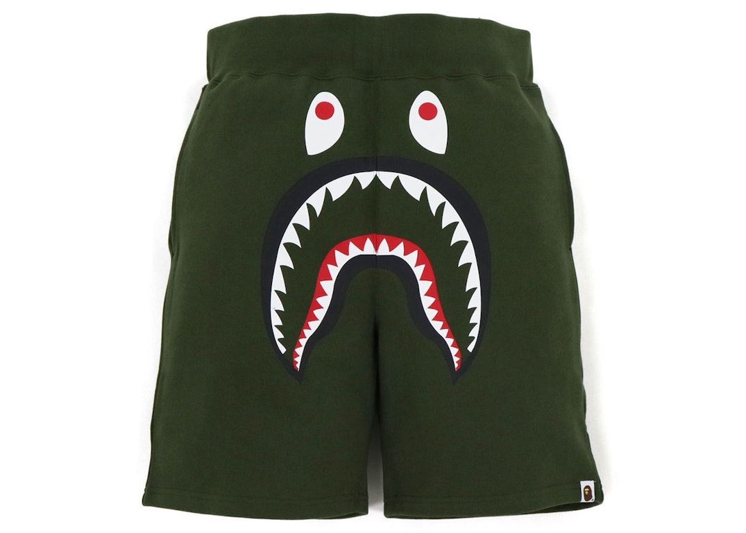 Pre-owned Bape Shark Sweat Shorts (fw21) Olivedrab