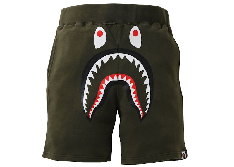 BAPE Shark Sweat Shorts Olivedrab Men s SS21 US