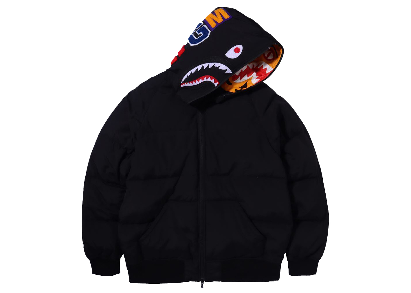 BAPE Shark x Tiger Hoodie Down Jacket Black