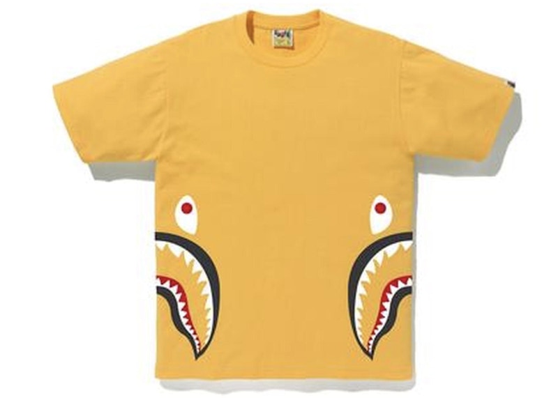 Pre-owned Bape Men's Side Shark Tee Shirt In Yellow/black In Multi