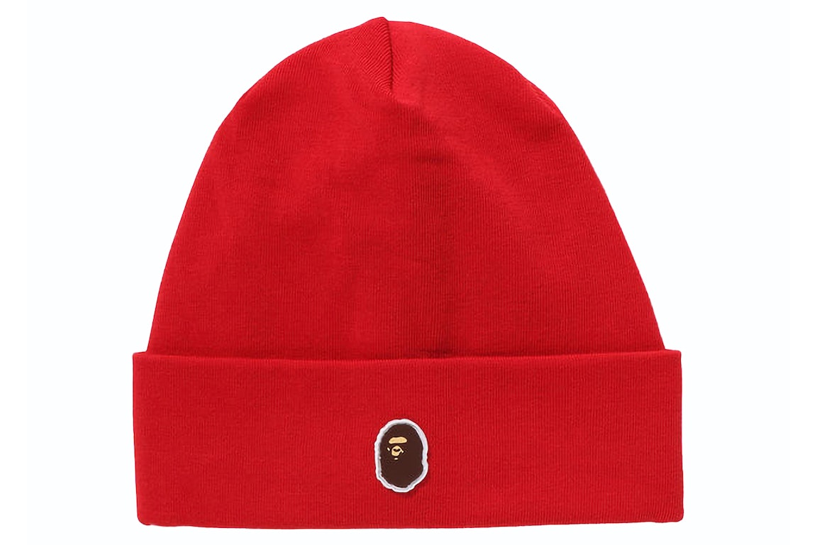 Pre-owned Bape Silicon Ape Head Knit Cap Red