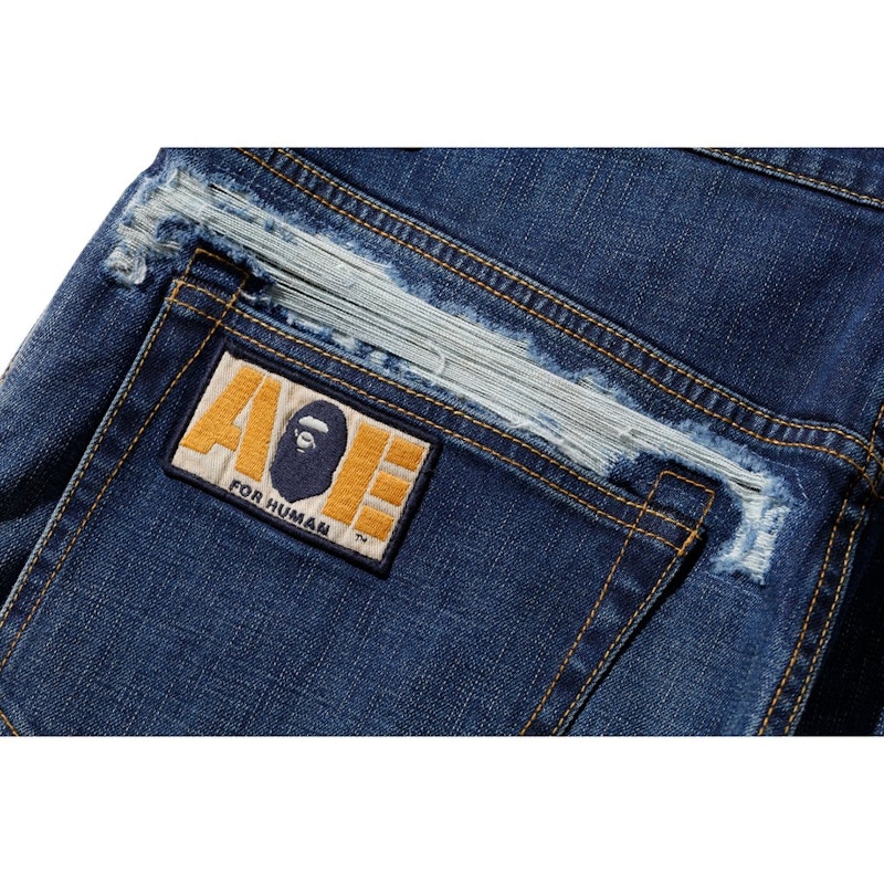 BAPE Skinny Damaged Jeans Indigo Men's - FW19 - US