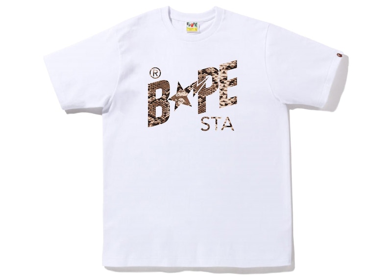 BAPE Snake Bape Sta Logo Tee White Beige Men's - FW22 - GB