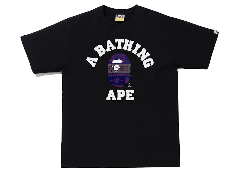 BAPE Snow Pattern College Tee Black/Purple