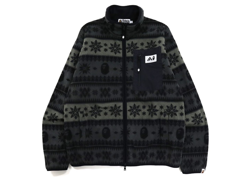 BAPE Snow Pattern Relaxed Fit Zip Fleece Negro