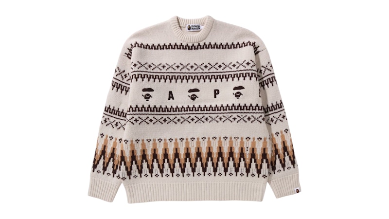 【2024年製 新品】 BAPE GB - Men's Ivory Sweater Knit Snowflake トップス