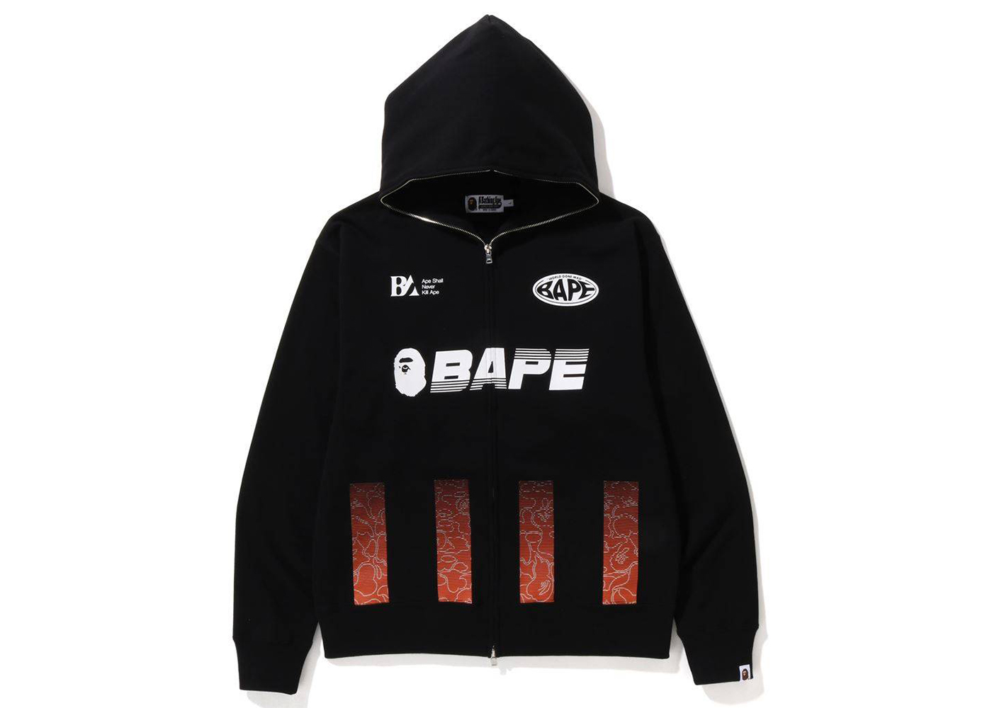 BAPE Soccer Game Graphic Relaxed Fit Full Zip Hoodie Black Men's