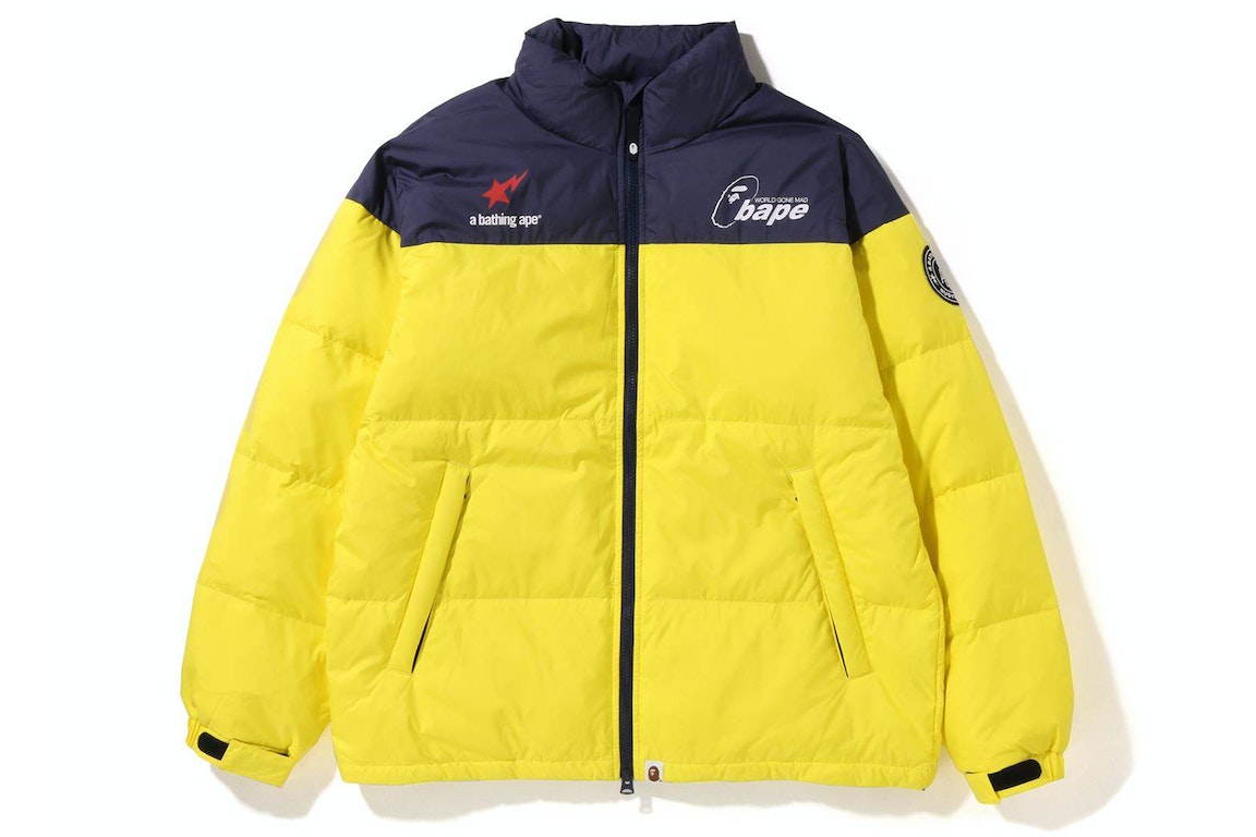 Pre-owned Bape Soccer Game Relaxed Fit Down Jacket Yellow