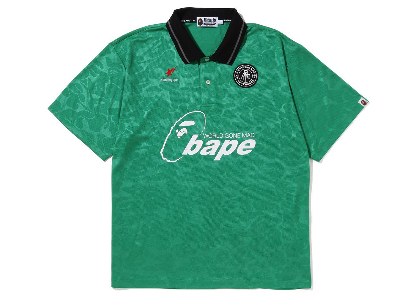 BAPE Soccer Game Relaxed Fit Polo Green Men's - FW22 - US